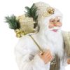 144232 Papá Noel Para Decoración Terciopelo Blanco Y Dorado 110h Luces Y Sonido