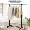 Perchero Burro Extensible 1 Barra Con Ruedas Y Balda Magic Select 150-130 X 85-155 Cm