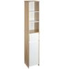 Armario Alto De Baño De Mdf Kleankin 32,6x30x171,2cm-natural Y Blanco