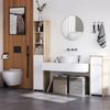 Armario Alto De Baño De Mdf Kleankin 32,6x30x171,2cm-natural Y Blanco