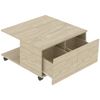 Mesa De Centro De Melamina De Madera Homcom 70x70x35 Cm-natural