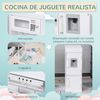 Cocina Juguete De Madera Para +3 Años Con Dispensador Blanco Homcom