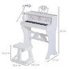 Piano Electrónico 37 Teclas Con Micrófono Taburete Blanco Homcom