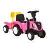 Tractor Con Remolque Para Niños 12-36 Meses Con Faros Rosa Homcom