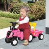 Tractor Con Remolque Para Niños 12-36 Meses Con Faros Rosa Homcom