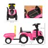 Tractor Con Remolque Para Niños 12-36 Meses Con Faros Rosa Homcom