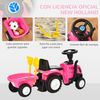 Tractor Con Remolque Para Niños 12-36 Meses Con Faros Rosa Homcom