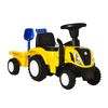 Tractor Con Remolque Para Niños 12-36 Meses Con Faros Amarillo Homcom