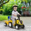 Tractor Con Remolque Para Niños 12-36 Meses Con Faros Amarillo Homcom