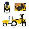 Tractor Con Remolque Para Niños 12-36 Meses Con Faros Amarillo Homcom