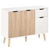 Aparador De Melamina Madera Homcom 90x30x72 Cm-blanco Y Natural