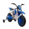 Moto Eléctrica Niños +3 Años 12v Con 2 Ruedas Auxiliares Azul Homcom