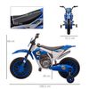 Moto Eléctrica Niños +3 Años 12v Con 2 Ruedas Auxiliares Azul Homcom