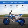 Moto Eléctrica Niños +3 Años 12v Con 2 Ruedas Auxiliares Azul Homcom