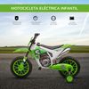 Moto Eléctrica Niños +3 Años 12v Con 2 Ruedas Auxiliares Verde Homcom