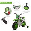 Moto Eléctrica Niños +3 Años 12v Con 2 Ruedas Auxiliares Verde Homcom