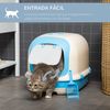 Caja De Arena Para Gatos De Pp 63x43x43 Cm-pawhut. Azul Y Blanco