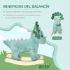 Caballito Balancín Para Niños Dinosaurio Con Sonidos Verde Homcom
