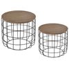 2 Mesitas De Café De Metal Melamina De Madera Homcom Ø50x41 Cm-marrón