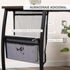 Mesa Auxiliar De Metal Melamina Homcom 53x35x64,5 Cm-marrón Rústico