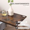 Mesa Auxiliar De Metal Melamina Homcom 53x35x64,5 Cm-marrón Rústico