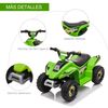 Quad Eléctrico Para Niños Con Batería 6v Verde Homcom