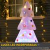 Árbol De Navidad Inflable Luz De Poliéster Homcom 67x61x158 Cm-blanco