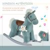 Caballito Balancín Infantil Con Peluche De Osito Sonido Azul Homcom