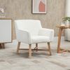 Butaca De Salón De Terciopelo Espuma Madera Homcom 67x65x74 Cm-blanco