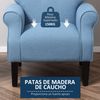 Butaca Salón De Lino Espuma Madera De Caucho Homcom 78x74x97 Cm-azul