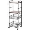 Carro De Cocina De Metal Melamina Homcom 40x38x111 Cm-nogal Y Negro