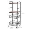 Carro De Cocina De Metal Melamina Homcom 40x38x111 Cm-nogal Y Negro