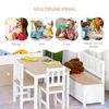 Conjunto De Mesa 2 Sillas Y Banco Infantil Blanco Y Natural Homcom