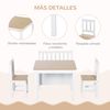 Conjunto De Mesa 2 Sillas Y Banco Infantil Blanco Y Natural Homcom