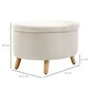 Otomana Puff De Poliéster Espuma Madera Homcom 71x51,5x42 Cm-beige