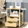 Mesa Auxiliar Salón De Melamina Metal Homcom 40x35x49 Cm-natural