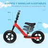 Bicicleta Sin Pedales Para Niños De +2 Años Ajustable Rojo Homcom