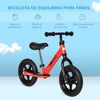 Bicicleta Sin Pedales Para Niños De +2 Años Ajustable Rojo Homcom