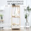 Perchero Con Zapatero De Madera Poliéster Homcom 58x36x168cm-natural