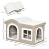 Casa Plegable Gatos De Aglomerado Mdf Felpa 63,5x37x40cm-pawhut.beige