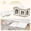 Casa Plegable Gatos De Aglomerado Mdf Felpa 63,5x37x40cm-pawhut.beige