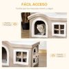 Casa Plegable Gatos De Aglomerado Mdf Felpa 63,5x37x40cm-pawhut.beige