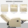 Sillón Reclinable De Acero Mdf Pu Espuma Homcom 80x97x107 Cm-blanco