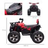 Quad Eléctrico Niños +3 Años 12v Con Faros Música Rojo Homcom