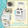 Cocina De Juguete Madera Niños +3 Años Con Accesorios Blanco Homcom