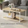 Mesa De Centro Salón Melamina Acero Homcom 100x54x45,8 Cm-natural