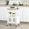 Carrito De Cocina De Bambú Mdf Metal Homcom 58x37x85,5 Cm-blanco