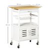 Carrito De Cocina De Bambú Mdf Metal Homcom 58x37x85,5 Cm-blanco