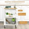 Carrito De Cocina De Bambú Mdf Metal Homcom 58x37x85,5 Cm-blanco