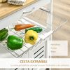 Carrito De Cocina De Bambú Mdf Metal Homcom 58x37x85,5 Cm-blanco